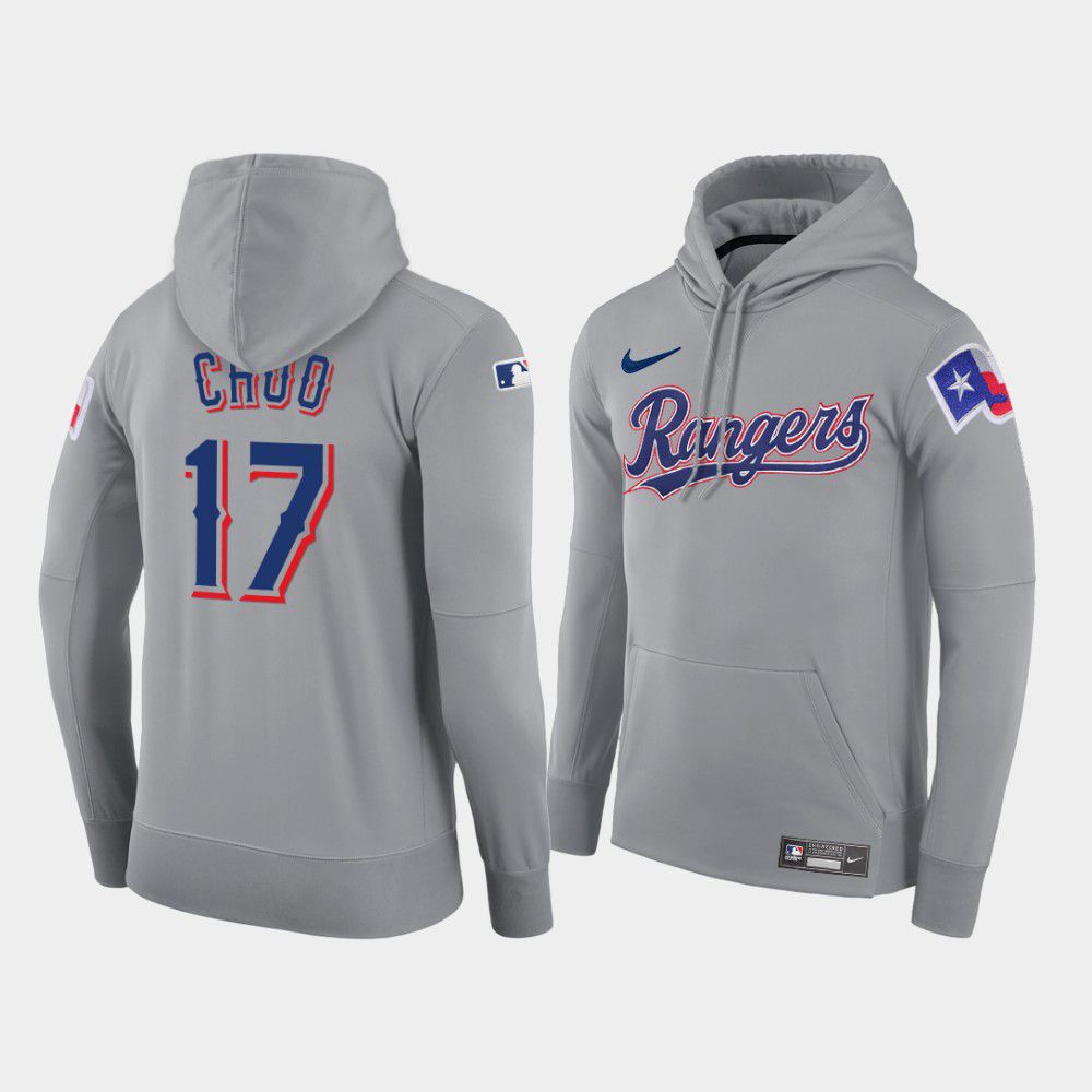 Men Texas Rangers #17 Choo gray road hoodie 2021 MLB Nike Jerseys->texas rangers->MLB Jersey